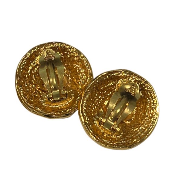 Authentic CHANEL Gold Tone Clip Earrings - Mint Condition - Picture 3 of 5